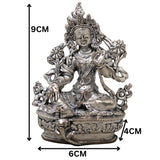 Brass Tara Maa Idol Silver Coated, Maa Tara Devi Murti, Mahavidya Ugra Tara, Neel Saraswati, Tarini Maa Statue for Puja, Home Decor & Spiritual Gift, Silver, 3.5 Inch, 1 Piece