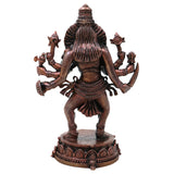 Copper Narasimha Idol, Ugra Narasimha Swamy Murti, Narasimhar Narasimhudu Narasingha Bhagwan Vishnu Avatar Statue for Home Temple Puja Decor, Tamra Finish Sculpture, Brown, 5 Inch, 1 Piece
