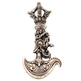 Brass With Silver Coated Handcrafted Dorje Vajra Idol, Tibetan Vajrayudha Indra Vajra Thunderbolt Symbol Statue, Peetal Pittal Dorji Dorjee Bajra Spiritual Puja Meditation Decor, Silver, 4 Inch, 1 Piece