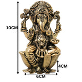 Brass Ganesha Idol Handcrafted Traditional Ganpati Vinayaka Murti for Pooja Home Decor & Gifting, Gold, 4 Inch, 1 Piece