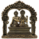Brass Lakshmi Narayana Idol Handcrafted Traditional Chola Murti for Pooja Home Decor & Spiritual Gifting, Gold, 4.5 Inch, 1 Piece