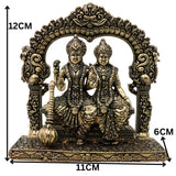 Brass Lakshmi Narayana Idol Handcrafted Traditional Chola Murti for Pooja Home Decor & Spiritual Gifting, Gold, 4.5 Inch, 1 Piece