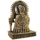 Brass Khatu Shyam Idol Handcrafted Shyam Baba Murti for Pooja Home Decor Spiritual Gifting Traditional Style, Gold, 5 Inch, 1 Piece