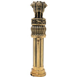 Brass Ashoka Pillar Idol Ashoka Stambh Lion Capital Handcrafted Traditional Decor Gift for Office Pooja Home, Gold, 6 Inch, 1 Piece