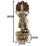 Brass Maha Vishnu Idol Narayana Perumal Murti for Pooja Home Decor Gifting Traditional Handcrafted Statue, Gold, 11 Inch, 1 Piece
