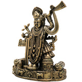 Brass Shrinath Ji Idol Traditional Handcrafted Krishna Murti for Pooja Home Decor Temple Gifting, Gold, 4.5 Inch, 1 Piece