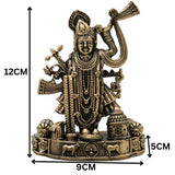 Brass Shrinath Ji Idol Traditional Handcrafted Krishna Murti for Pooja Home Decor Temple Gifting, Gold, 4.5 Inch, 1 Piece