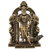 Brass Murugan Subramanya Kartikeya Idol Traditional Chola Handcrafted Statue for Pooja Decor Gift, Gold, 4.5 Inch, 1 Piece