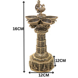 Brass Peacock Lamp Set of 2 Traditional Handcrafted Mayil Vilakku Deepam for Pooja Decor & Gifting, Gold, 6.5 Inch, 2 Piece
