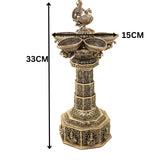 Brass Peacock Lakshmi Vilakku Deepam, Handcrafted Traditional Pooja Lamp for Temple Home Decor & GiftingSet Of 2, Gold, 13 Inch, 2 Piece