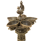 Brass Peacock Lakshmi Vilakku Deepam, Handcrafted Traditional Pooja Lamp for Temple Home Decor & GiftingSet Of 2, Gold, 13 Inch, 2 Piece