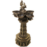 Brass Mahalakshmi Vilakku Lamp for Pooja, Traditional Handcrafted Deepam Home Decor Gift, Gold, 14.5 Inch, 1 Piece