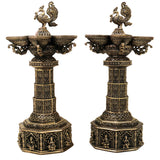 Brass Peacock Lakshmi Vilakku Deepam Handcrafted Traditional Chola Pooja Home Decor Gift LampSet Of 2, Gold, 14.5 Inch, 2 Piece