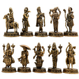 Brass Vishnu Dashavatar Set Idol Handcrafted Dashavatara Murti for Pooja, Temple Decor & Gifting, Gold, 3 Inch, 10 Piece
