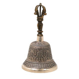 Bronze Pooja Bell Handmade Chola Ghanti for Mandir, Aarti, Spiritual Decor & Traditional Gifting, Gold, 7 Inch, 1 Piece