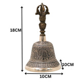 Bronze Pooja Bell Handmade Chola Ghanti for Mandir, Aarti, Spiritual Decor & Traditional Gifting, Gold, 7 Inch, 1 Piece