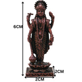 Handcrafted Copper Vishnu Idol, Narayana Perumal Balaji Murti for Pooja, Vastu, Temple &amp; Homedecor, Brown, 2.5 Inch, 1 Piece