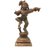 Bronze Bala Krishna Idol Handmade Chola Art Murti for Pooja Home Decor Spiritual Gifting Statue, Gold, 5 Inch, 1 Piece