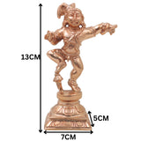 Bronze Krishna Idol Balakrishna Murti Handmade Chola Art Statue for Pooja Home Decor Gifting, Gold, 5 Inch, 1 Piece