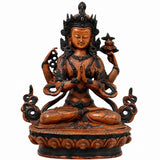 Brass Avalokiteshvara Idol Padmapani Lokeshvara Handcrafted Traditional Buddhist Pooja Home Decor Gift, Brown, 8.5 Inch, 1 Piece