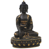 Brass Gautama Buddha Idol Handmade Traditional Sculpture for Pooja Home Decor Spiritual Gifting, Black, 14 Inch, 1 Piece