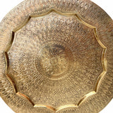 Bhunes Brass Plate, Carving Plate, Decorative Plate, Hand Carving Brass Plate, Pooja Plate,Gold, 15.75 Inch, 1 Piece
