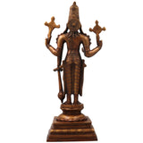 Brass Vishnu Narayana Idol for Pooja Home Decor Gift, Traditional Handcrafted Chola Style Murti, Gold, 21 Inch, 1 Piece