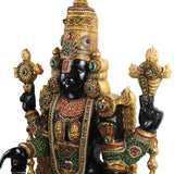 Brass Tirupati Balaji Idol, Handcrafted Venkateswara Swamy Murti for Pooja, Home Decor & Gifting, Gold, 34.5 Inch, 1 Piece