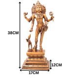 Brass Kala Bhairava Idol Handcrafted Traditional Chola Bhairav Murti for Pooja Decor Gifting, Gold, 15 Inch, 1 Piece