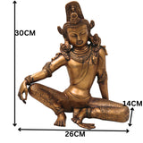 Brass Indra Idol Devendra Murti Handcrafted Traditional Chola Style Pooja Home Decor Gift Statue, Gold, 12 Inch, 1 Piece