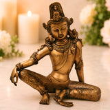 Brass Indra Idol Devendra Murti Handcrafted Traditional Chola Style Pooja Home Decor Gift Statue, Gold, 12 Inch, 1 Piece