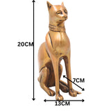 Brass Cat Idol Handcrafted Traditional Sculpture for Vastu Home Decor Pooja and Luxury Gifting, Gold, 8 Inch, 1 Piece