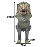 Handcrafted Brass Simha Lion Statue for Home Decor, Gifting, Green, 11 Inch, 1 Piece