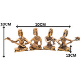 Handcrafted Brass Musician Set 4 Sculpture Traditional Musical Figurine Decorative Orchestra Idol for Home Decor, Pooja &amp; Gifting, Gold, 4 Inch, 1 Piece