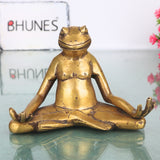 Brass Yoga Frog Sculpture for Meditation, Vastu &amp; Spiritual Home Decor, Gold, 3.5 Inch, 1 Piece