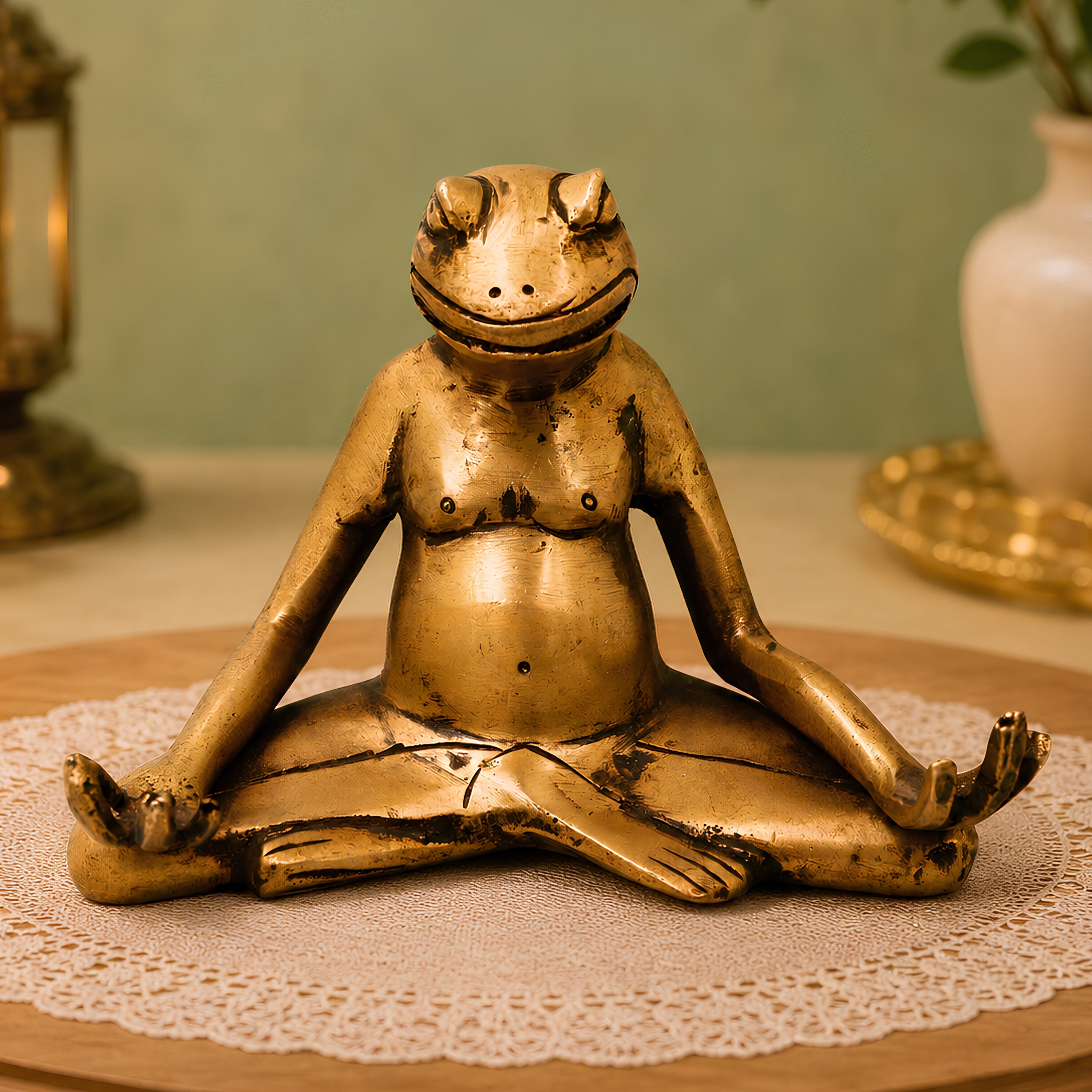 Yoga Frog Sculpture for Meditation