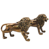 Brass Lion Set of 2 Simha Sculpture Traditional Handcrafted Vastu Pooja Home Decor Gift Statue, Gold, 2 Inch, 1 Piece