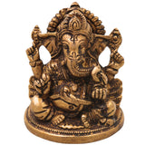 Ganesha Brass Ganesha Ganapati Vinayaka Idol for Pooja Home Decor Gifting, Traditional Handcrafted Chola Murti, Gold, 3 Inch, 1 Piece