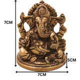 Ganesha Brass Ganesha Ganapati Vinayaka Idol for Pooja Home Decor Gifting, Traditional Handcrafted Chola Murti, Gold, 3 Inch, 1 Piece