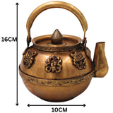 Brass Kettle Peetal Tea Pot Handcrafted Traditional Chola Style Pooja Home Decor Gifting Vessel, Gold, 6.5 Inch, 1 Piece