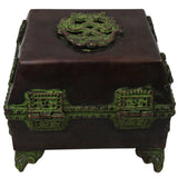 Brass Pooja Box Handcrafted Traditional Peetal Kumkum Storage Case for Temple Decor & Spiritual Gifting, Brown, 4.5 Inch, 1 Piece