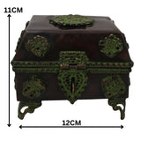 Brass Pooja Box Handcrafted Traditional Peetal Kumkum Storage Case for Temple Decor & Spiritual Gifting, Brown, 4.5 Inch, 1 Piece