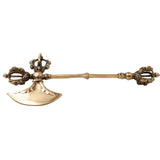 Brass Axe With Vajra Vajrayudha Traditional Handcrafted Spiritual Pooja Home Decor Gift Artifact, Gold, 13 Inch, 1 Piece