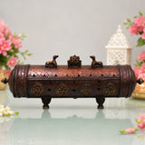Brass Agarbatti /Letter Box Holder Handcrafted Farman Traditional Pooja Mandir Decor Spiritual Gift Stand, Brown, 12.5 Inch, 1 Piece