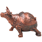 Brass Bull Ashtray Handcrafted Traditional Smoking Tray Decorative Home Decor Gifting Tabletop Accent, Brown, 4.5 Inch, 1 Piece