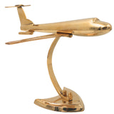 Brass Aeroplane Vimana Showpiece Handcrafted Traditional Aviation Sculpture Home Decor Corporate Gift, Gold, 6.5 Inch, 1 Piece