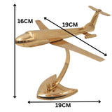 Brass Aeroplane Vimana Showpiece Handcrafted Traditional Aviation Sculpture Home Decor Corporate Gift, Gold, 6.5 Inch, 1 Piece