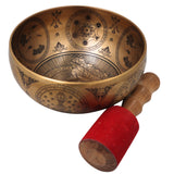 Brass Tibetan Singing Bowl with Wooden Hammer Handcrafted Traditional Meditation Pooja Decor Gift, Gold, 4 Inch, 1 Piece