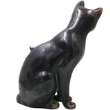 Handcrafted Brass Cat Idol, Lucky Vastu Cat Figurine for Home Decor, Spiritual Gifting & Luxury Display, Black, 8 Inch, 1 Piece