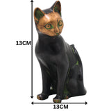 Handcrafted Brass Cat Idol, Lucky Vastu Cat Figurine for Home Decor, Spiritual Gifting & Luxury Display, Black, 8 Inch, 1 Piece